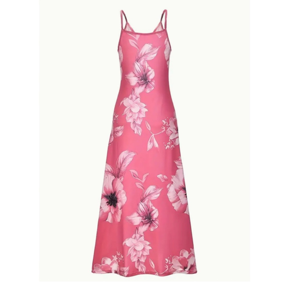 Long Sleeveless Spaghetti Strap Floral Print SlingBack Dress Xl